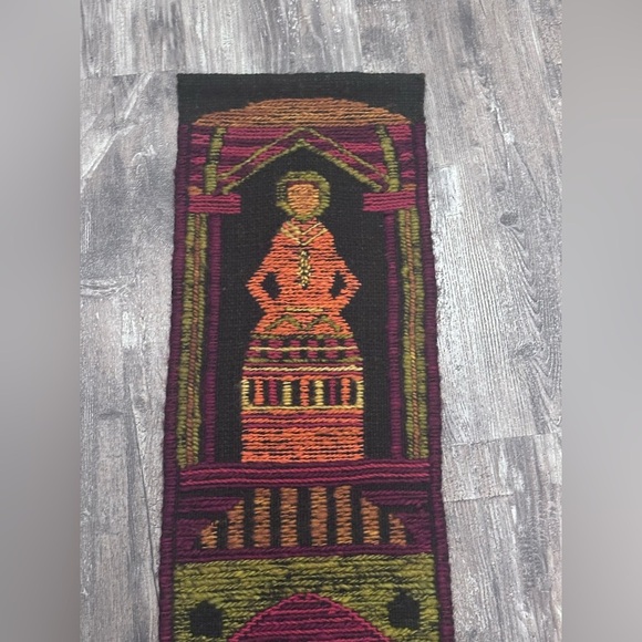 Vintage Polish Folk Art Handwoven Wool Kilim Wall Tapestry - Picture 4 of 7